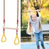 Trapeze Swing Bar Trapeze Wooden Stick Swing Bar Fitness Gym Rings for Adult Children Yellow