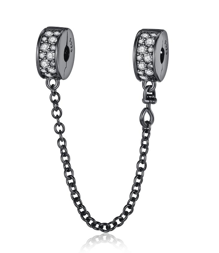 925 Silver Safety Chain Charm Bracelet Set Clover Lock Key Bear Peace Dove Fruit Decoration Beaded Fine Jewelry Gift