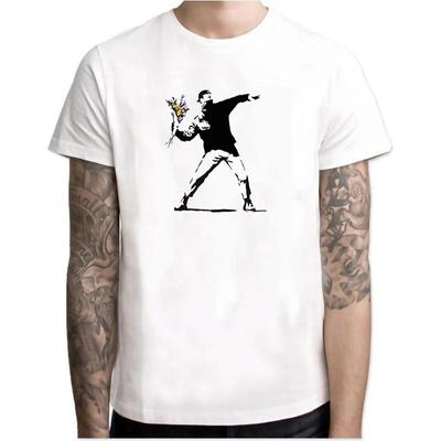 Rage Flower Bomber Stencil Vintage Funny Funny Cool T Shirt Harajuku Fashion Short  Unisex's White Shirt Summer Aesthetic Clothes