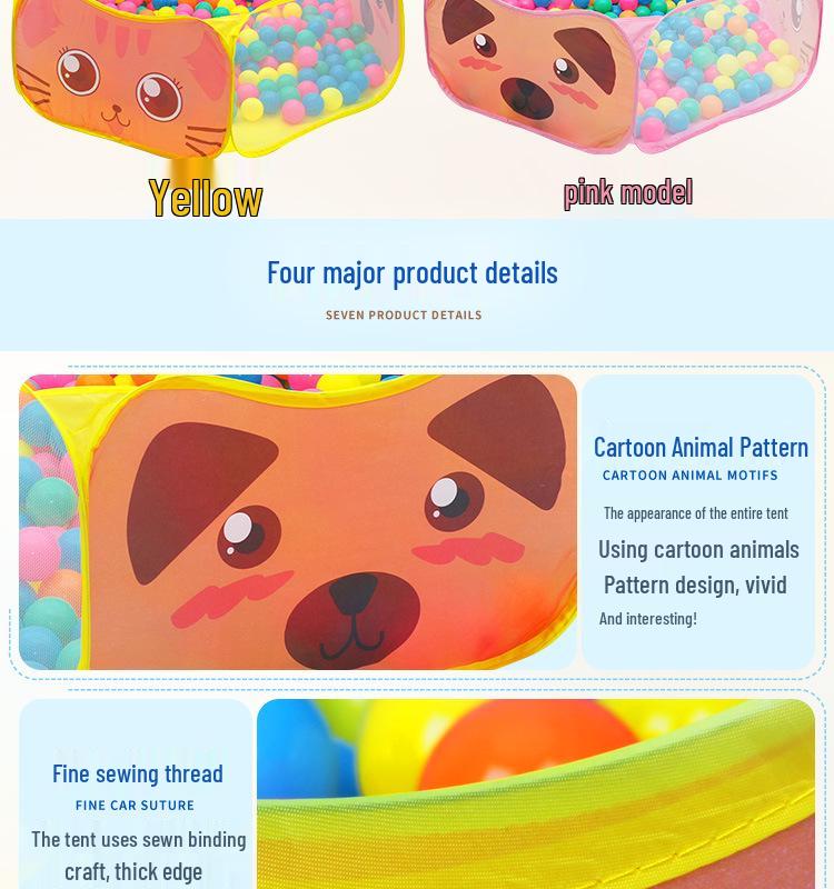 Cort de Joacă Pliabil pentru Copii Interior/Exterior cu Groapă cu Bile Oceanice și Coș de Baschet - Tematică Girafă