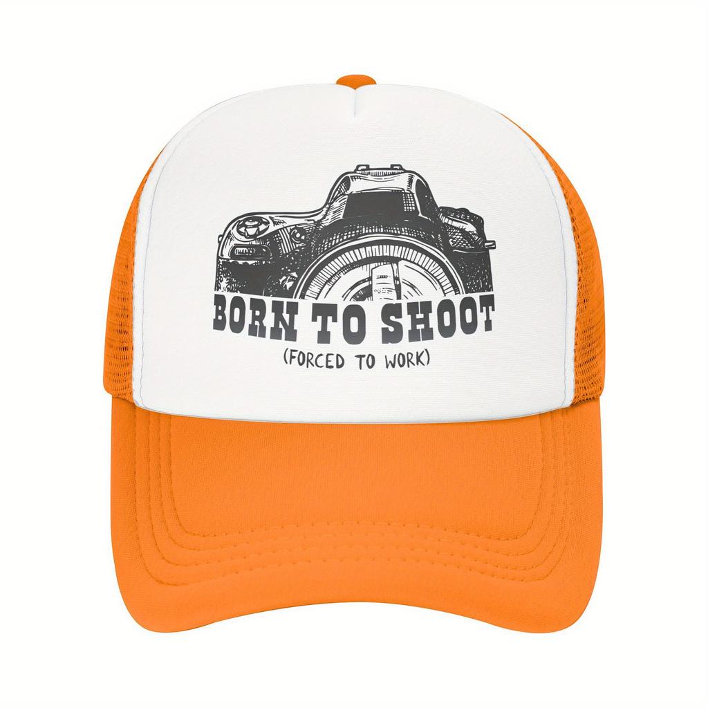 Born To Shoot Photographer Graphic Trucker Hat Breathable Mesh Baseball Cap Casual Adjustable Adult