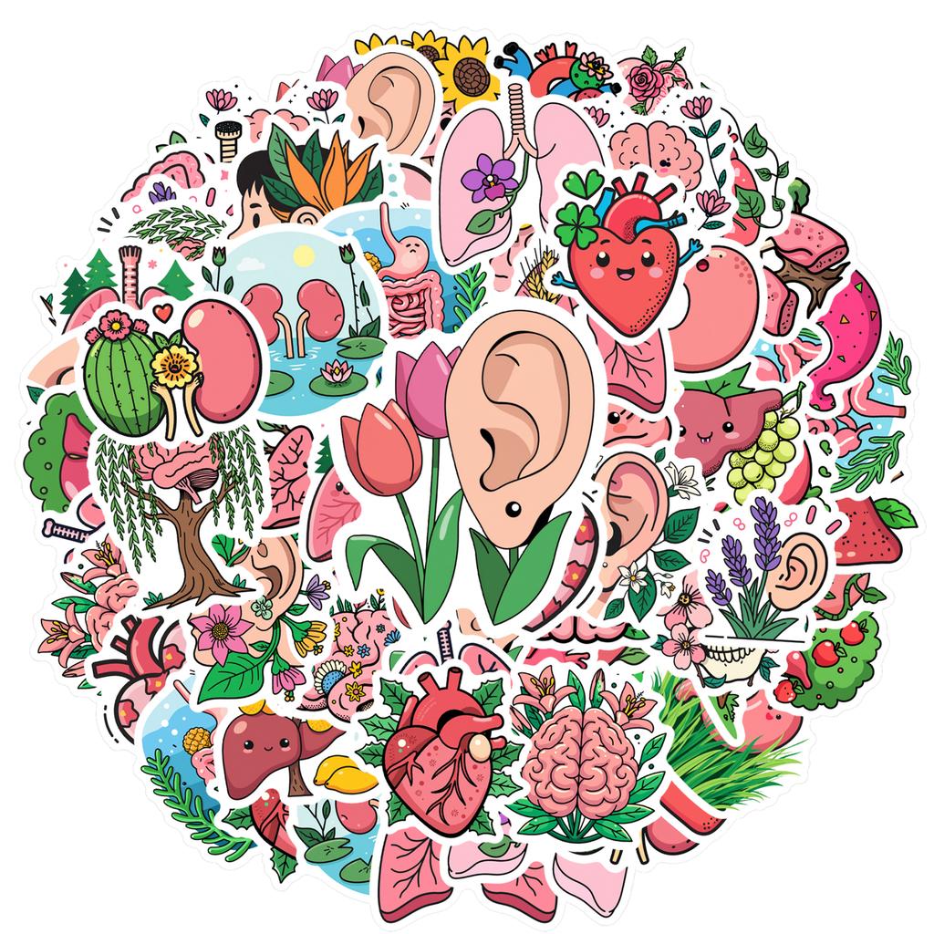 35pcs-70pcs Artistic Humor Stickers Cute Anatomy Teacher Reward Stickers DIY Stickers For Notebook Luggage Mobile Phone Cup DIY