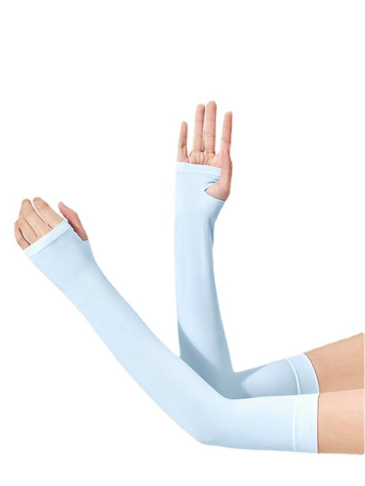 

Ice sleeve summer sunscreen sleeve set men and women riding solid color sleeve guard driving anti-ultraviolet ice silk sleeve se синий
