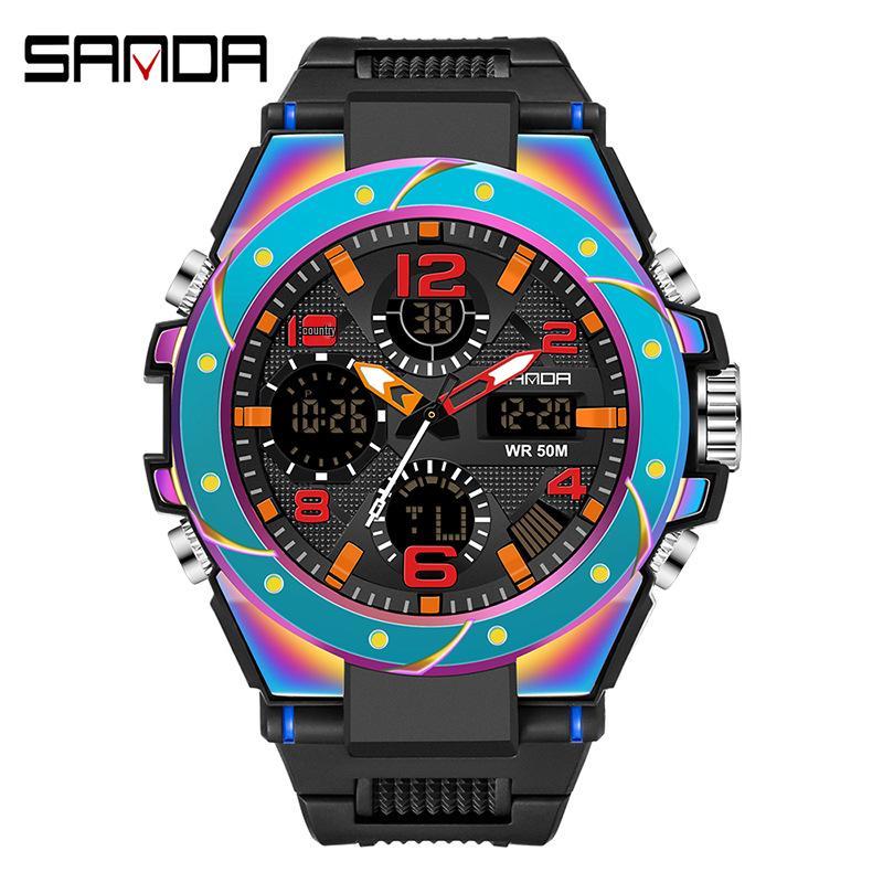 SANDA 739 Men's Dual Display Multi-function Waterproof Sports Watch