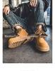 Men's 2024 British Retro Yellow High-Top Desert Work Boots - Casual Martin Style for Spring & Autumn