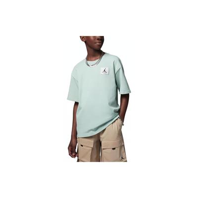 T-shirt à Manches Courtes et Col Ras du Cou Ample avec Logo Couleur Unie Hauts pour Enfants Vert Clair Givré FQ0772-321