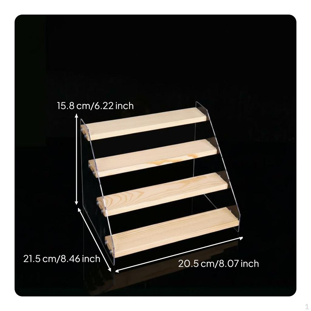 Nail Polish Display Rack, Wooden Acrylic MultiTier Organizer, Makeup Storage Shelf for Salon,