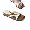 Sommer neue eckige Zehen flache Sohle coole Hausschuhe Damen Rock ein Wort Strand coole Hausschuhe Damen tragen flache Schuhe