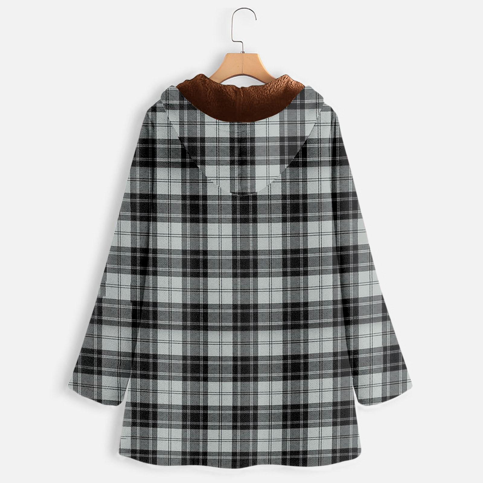 

Женская мода с принтом, осенне-зимняя двусторонняя флисовая куртка с капюшоном, пальто L