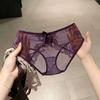 Ladies Summer Pure Temptation Sexy Hollow Leopard Lace Low-waist Triangle Panties
