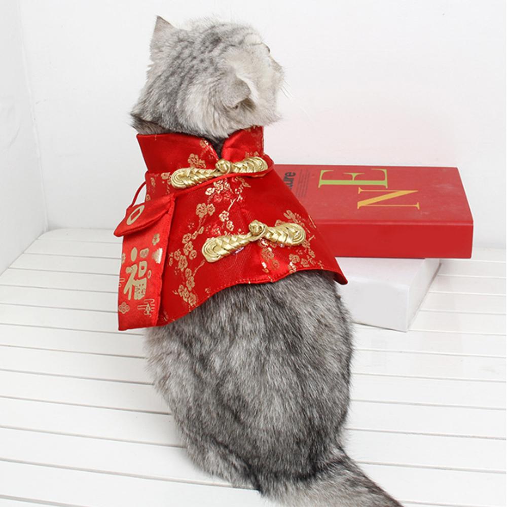 Pet Cat Cloak Adjustable Funny Comfortable Pet Clothes Outfit Cloak Decor for Party Home Red S
