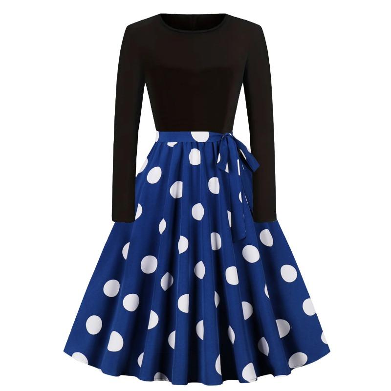 JPNTKY Fashion Spring Autumn Long Sleeve O-Neck Casual Dresses