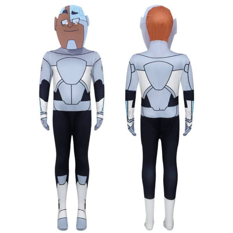 Teen Titans Go Cyborg Kids Cosplay Jumpsuit With Polyester Fabric For Halloween Party