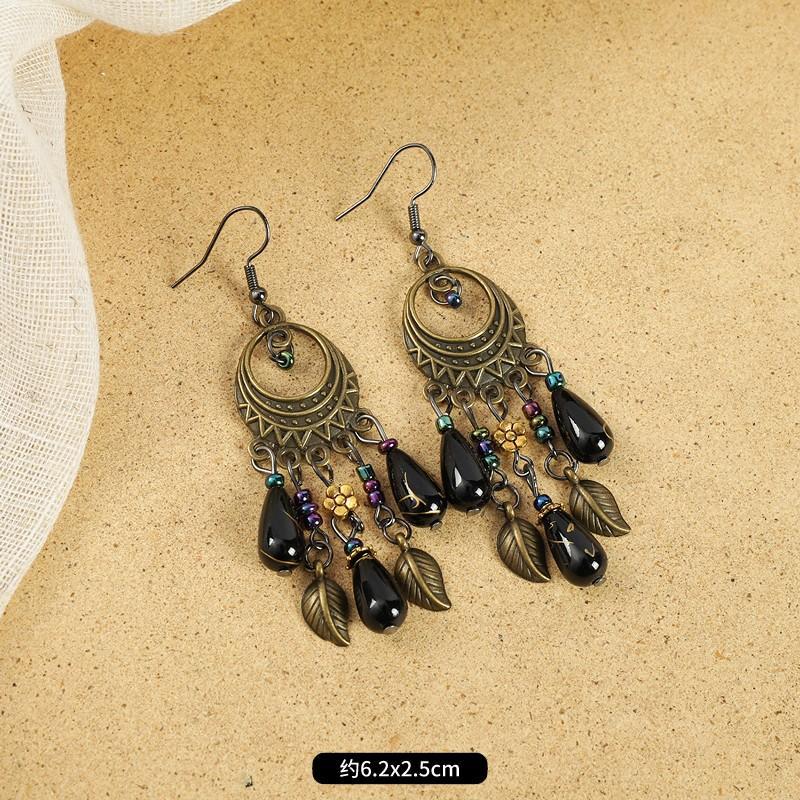 Vintage Long Fringed Earrings Femininity Earrings Niche Bohemian Vacation Earrings