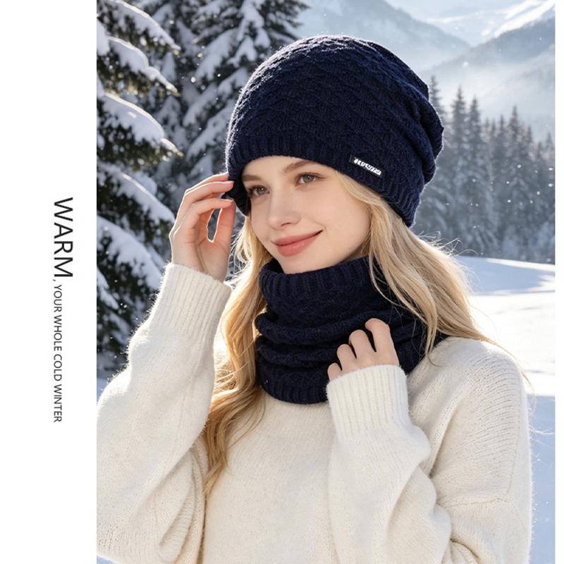 Winter Knit Beanie and Neck Warmer Set Warm Slouchy Hat Scarf for Men Women Cold Weather