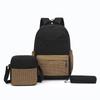 Unisex Plaid Nylon Backpack Set with Shoulder Bag and Pencil Case School Bag