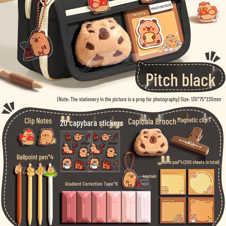 Capibara Velkokapacitní Průhledné Pouzdro na Tužky Odolné Proti Nečistotám, Roztomilé a Stylové pro Studenty Středních Škol