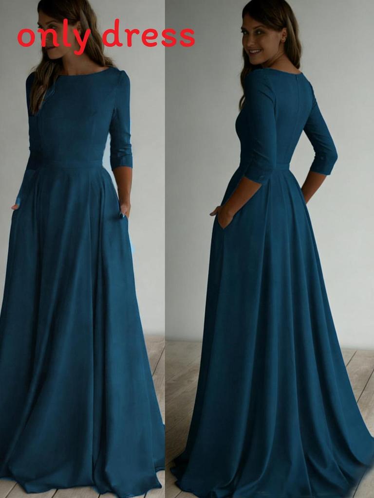 Elegante Vestito da Viaggio in Maglia a Manica Lunga con Zip per Uso Casual in Ufficio