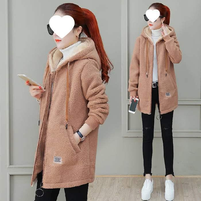 Women's Plus Size Faux Lambswool Mid-Length Cardigan - Velvet, Thick, Loose Fit, Autumn/Winter 2025 Korean Style.