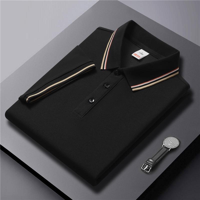   Men's Summer Striped Collar Polo Shirt Short Sleeve Business Casual Breathable