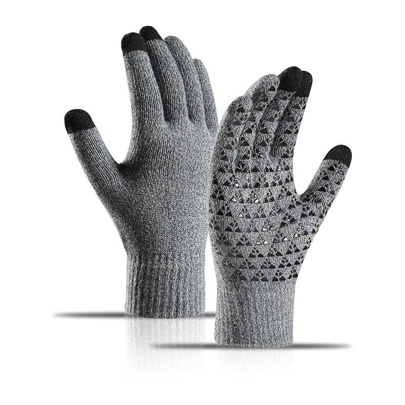 3sets Women Men Warm Winter Touch Screen Gloves Cold Warm Wool Knitted Gloves Wool Full Finger Outdoor Cycling Driving Glove