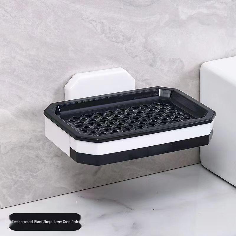 Wall-Mounted Double-Layer Soap Dish: Punch-Free Bathroom Storage Tray