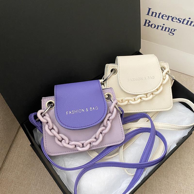 Summer Contrast Mini Bag 2023 New One Shoulder Trend Crossbody Bag Chain Small Square Bag