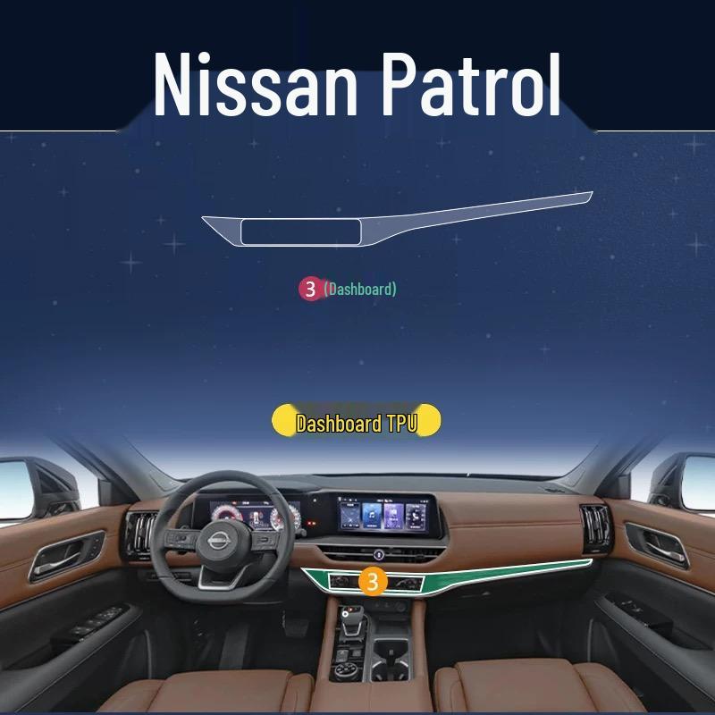 Nissan Terra Interior Protection Kit: TPU Film for Navigation, Gear Shift, Screen, B-Pillar, Headlights.