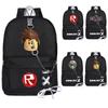 Mochila Roblox em Tecido Oxford Estampado Com Design Único de Corrente Para Estudantes
