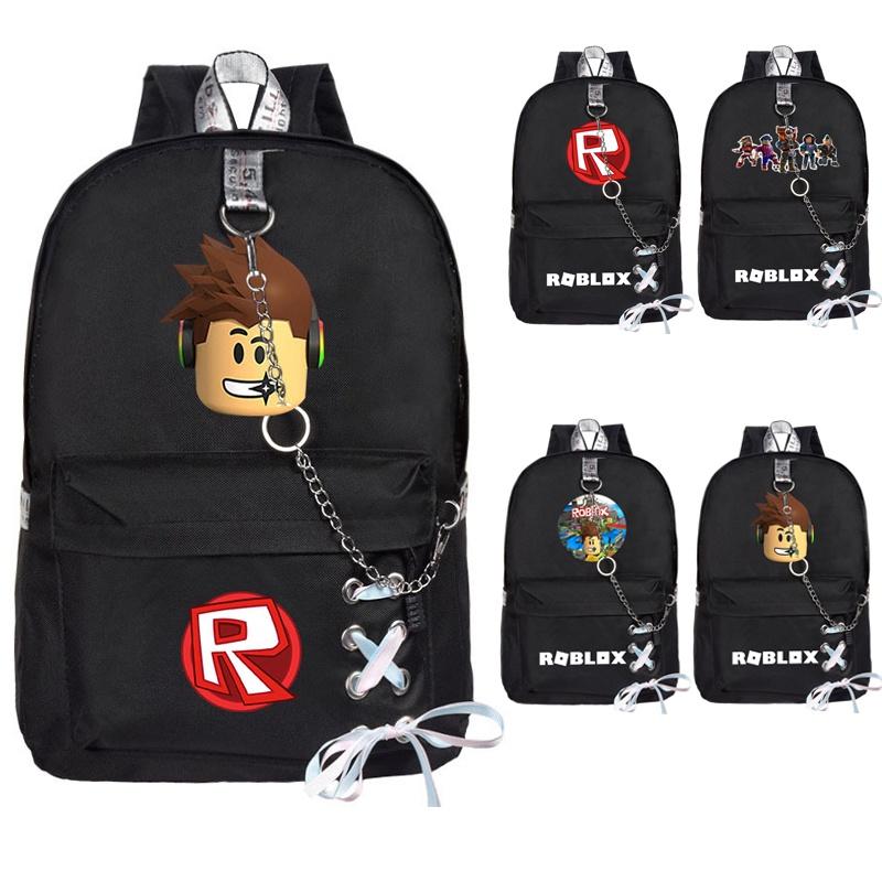 Mochila Roblox em Tecido Oxford Estampado Com Design Único de Corrente Para Estudantes