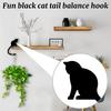 Fun Black Cats Tail Balance Hook Home Decoration Wooden Crafts