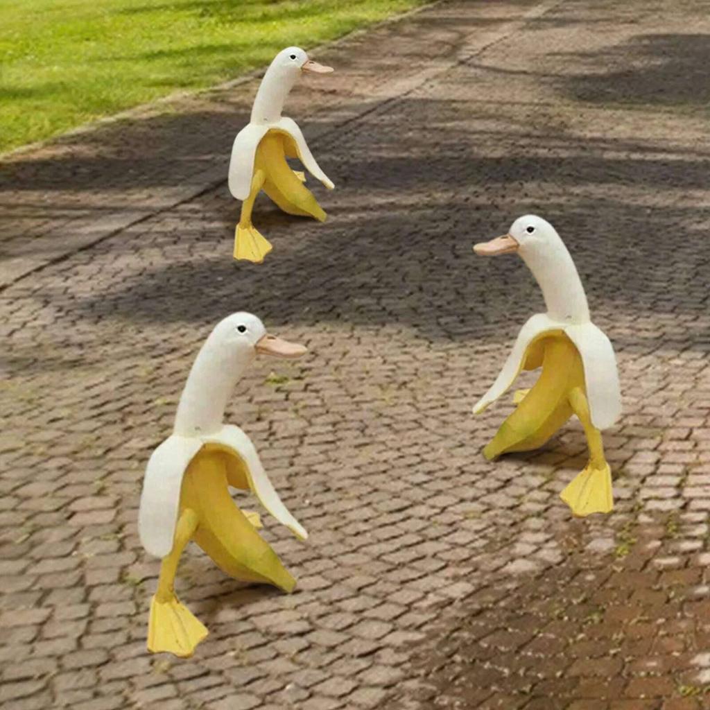 Art Statue, Garden Yard Outdoor Decor, Cute Funny Whimsical Peeled Banana Duck Figurines Desktop Ornament Decoration Ornaments