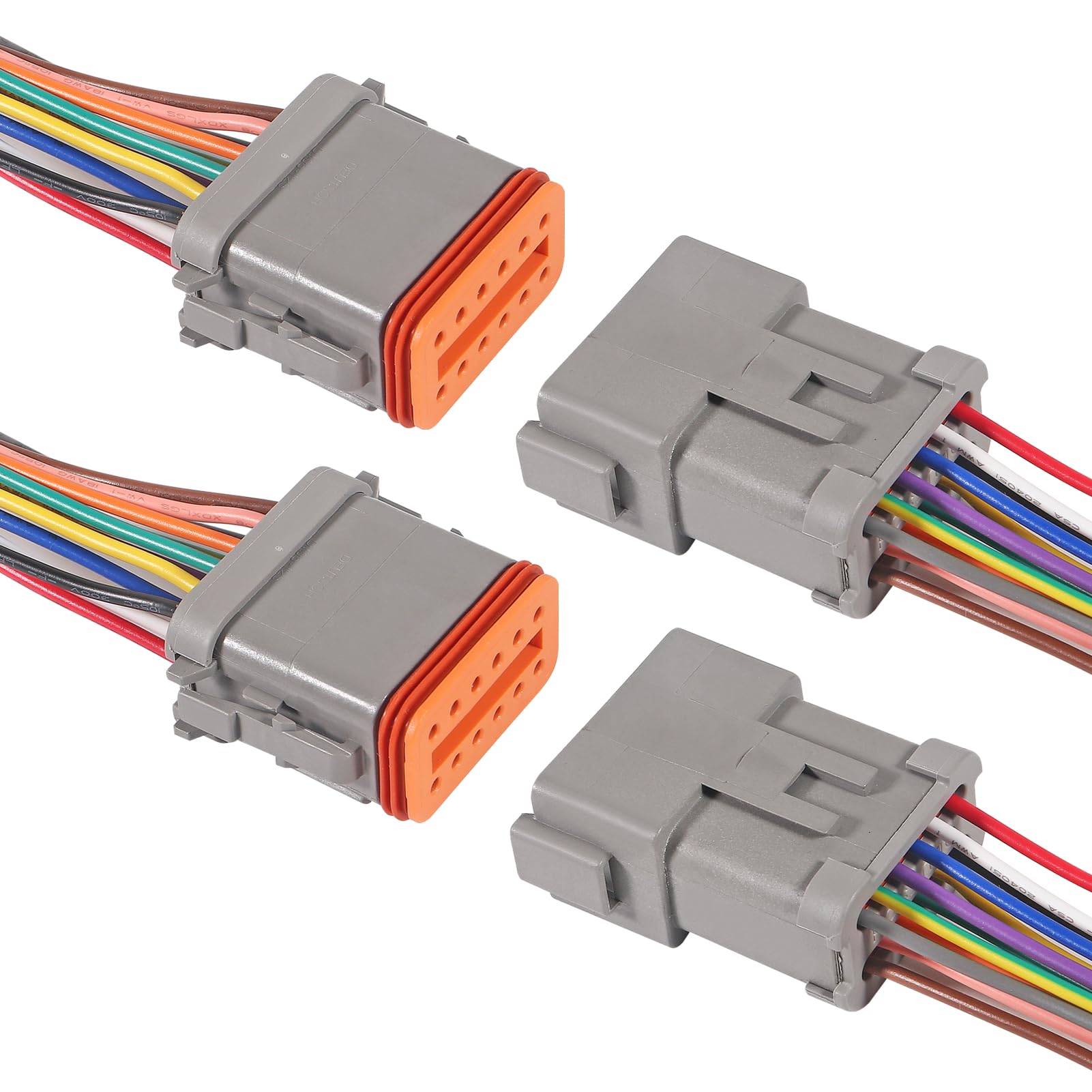 2 Pairs 12 Pin Connector Wiring 12 Wire Way Waterproof