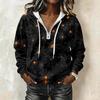 Women's Halloween Printed Long Sleeve Hoodie Drawstring Pullover Sweatshirt