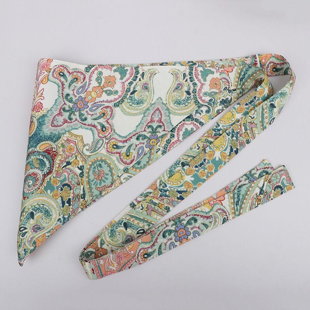 Chinese Style Ethnic Triangular Waistband Embroidered Printing Jeans Decor Floral Triangular Belt Clothing Accessories Tassel