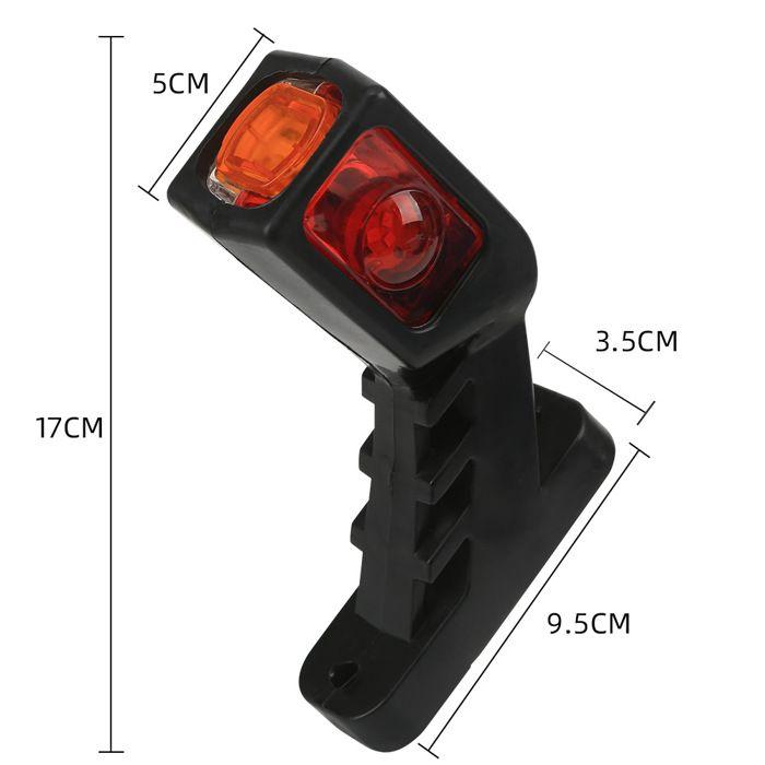 Lot de 2 feux de position latéraux LED 12V / 24V Fixation au châssis pour camions et camions bennes - Rouge/Blanc/Orange