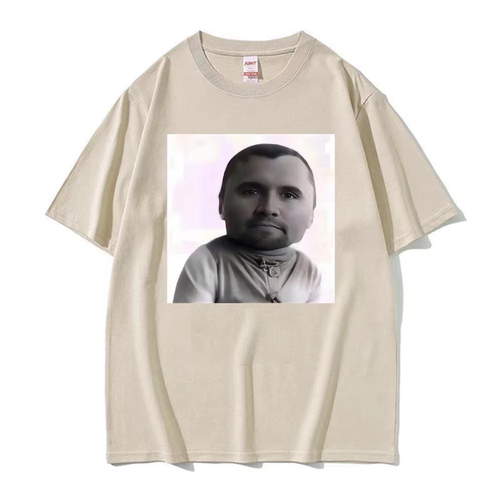 Porträt Meme Print T-Shirt Unisex Lustiges Internet-Meme Quadratisches Foto Grafik Rundhals Kurzarm Weiche Baumwolle Humor Lässige Oberteile