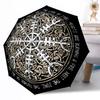Wikinger Kompass Symbol Automatischer Regenschirm Kompakt 8-Rippen Gewicht Faltbares Design Ganzjahresregenschirm für Reisen Modisches Accessoire Spirituelles Geschenk