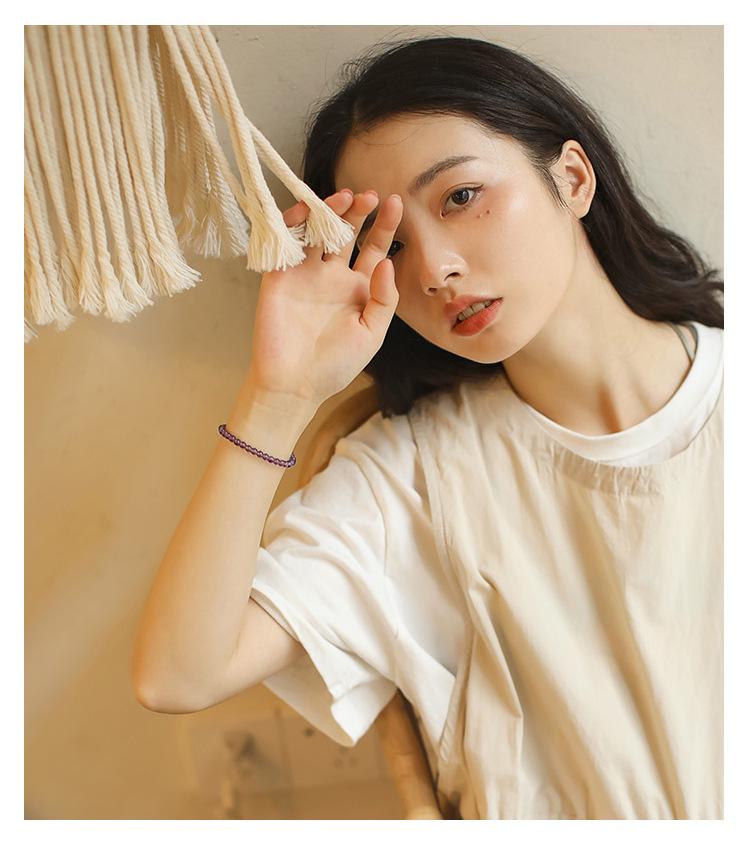 Qiaoen Exquisite Natural Uruguay Amethyst Crystal Bracelet for Girls