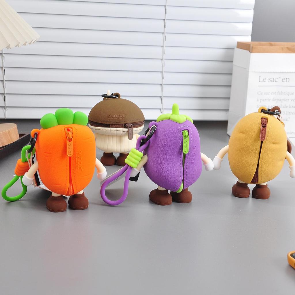 Q Version Cartoon Vegetable Silicone Keychain Earphone Coin Mini Bag Pendant for Kids