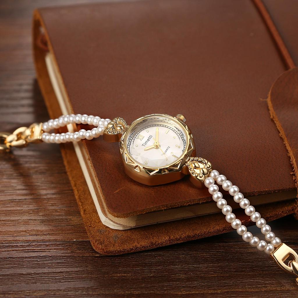 Relógio Pulseira de Pérolas Feminino Fofo: Visor Analógico, Elegante, Relógio Bracelete à Prova d'Água, Relógio Pulseira, Relógio da Moda para Mulheres - Presente Perfeito para