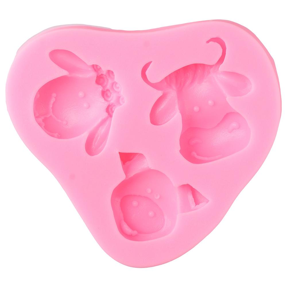2pcs Cow Animals Head Fondant Molds Sheep Candle Mold Present Cake Making Mold  for Cookies