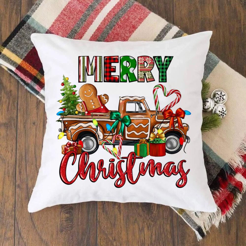 Christmas Crew Deer Print Pillow Case Winter Party Decor Home Cushion Cover Fall Holiday Pillowcase Xmas Gift for Family Friends
