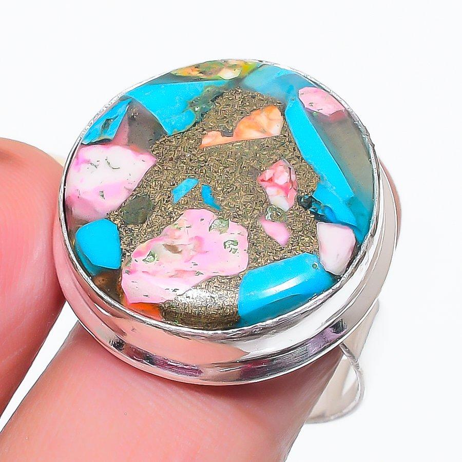 

Natural Spiny Oyster Gemstone 925 Sterling Silver Jewelry Ring Size 9 i4o66