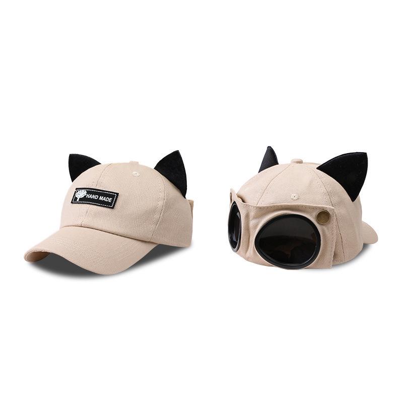 Cute Cat Ears Aviator Sunglasses Hat - Women's & Children's Sunshade Cap
