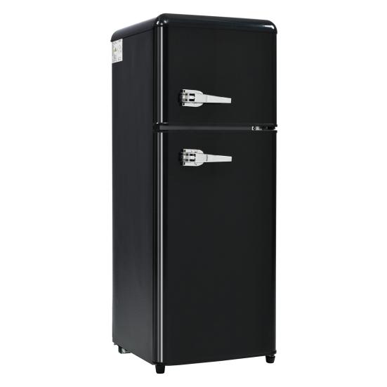 Mini Fridge 92L Retro Refrigerator LED Light Large Capacity Silver Color Handle Adjustable Temperature Sealed Adhesive Tape Red Dual Zone Kitchen