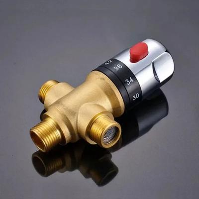 Solid Brass Thermostatic Mixing Valve 3Way Pressure Balance Brass Thermostatic Valve Hot and Cold Control Anti-Scald