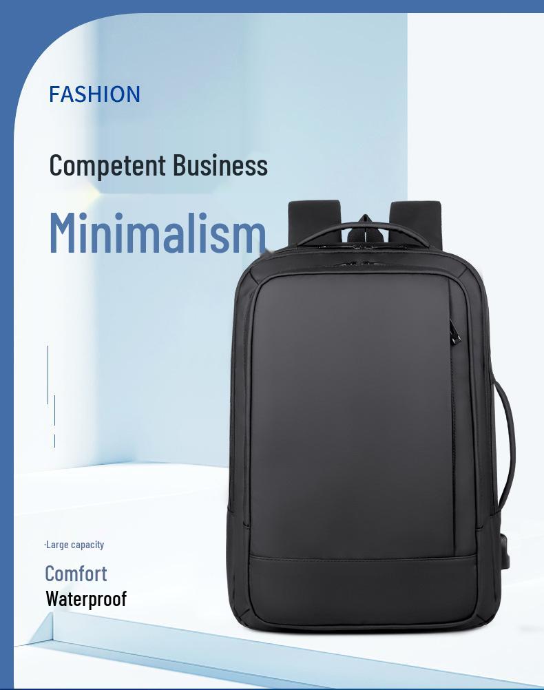 תרמיל גב עמיד למים עם טעינת USB למחשב נייד, לגברים, לעסקים ולקולג