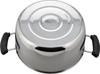 Wahei Freiz Stainless Steel Double-Handled Pot, 24cm, with Glass Lid, IHGas Compatible, Receed RR-6891, Silver