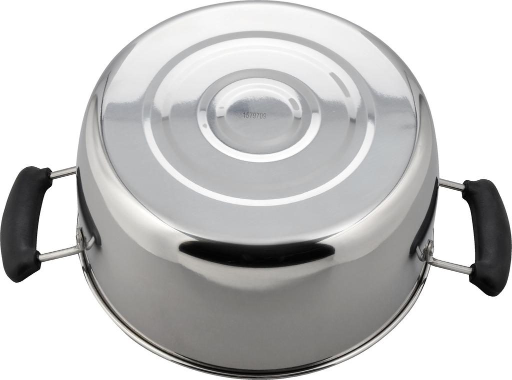 Wahei Freiz Stainless Steel Double-Handled Pot, 24cm, with Glass Lid, IHGas Compatible, Receed RR-6891, Silver